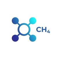 Icono de ch4 molécula de metano en blanco vector