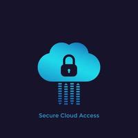 acceso seguro a la nube o icono de vector de alojamiento protegido