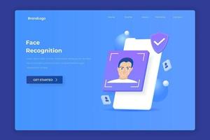 concepto de ilustración de página de destino de reconocimiento facial vector