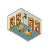 Isometric Bookcase On White Background vector