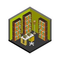 Isometric Bookcase On White Background vector