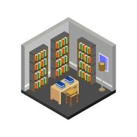 Isometric Bookcase On White Background vector