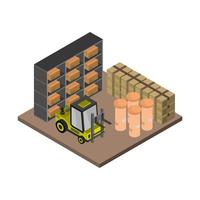 Isometric Warehouse On White Background vector