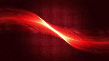 Waving Red Circuit Microchip on Technology Background vector