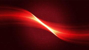 Waving Red Circuit Microchip on Technology Background vector