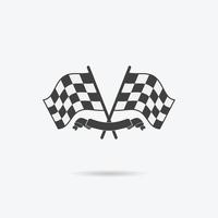 icono de bandera a cuadros o banderas de carreras y cinta de acabado deporte velocidad automática y éxito competencia y ganador carrera rally ilustración vectorial vector