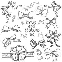 Hand drawn ribbons and bows set vector illustration A collection of graphic ribbons and bows design elements set