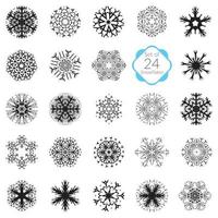 Vector illustration snowflakes set various designs symmetrical snow crystals