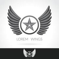 Wing abstract Logo template with star in the middle badge label emblem icon vector