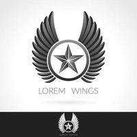 Wing abstract Logo template with star in the middle badge label emblem icon vector