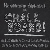 diseño de alfabeto dibujado a mano en el tablero de tiza fuente de vector áspero letras mayúsculas