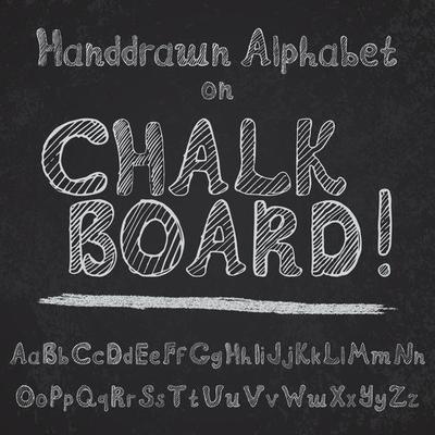 Hand drawn alphabet design on chalk board rough vector font uppercase letters