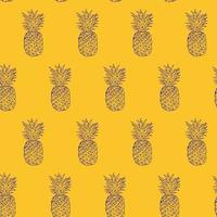 Pineapple Hand drawn sketch grunge outline vector seamless pattern sketch drawing illustration print pop art style colorful background