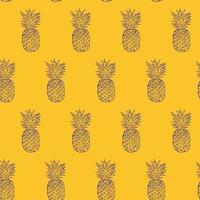 Pineapple Hand drawn sketch grunge outline vector seamless pattern sketch drawing illustration print pop art style colorful background