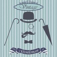 Retro gentleman elements set bowler moustache tobacco pipe monocle cane and umbrella vector