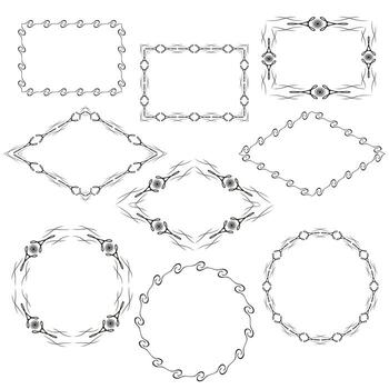 Vintage retro frame set isolated on white background Calligraphic design elements vector