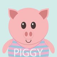 Cute piggy cartoon flat icon avatar vector