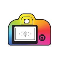 Professional photocamera icon filled with color conical gradient isolated photo logotype mock up Photographi logo design template vector