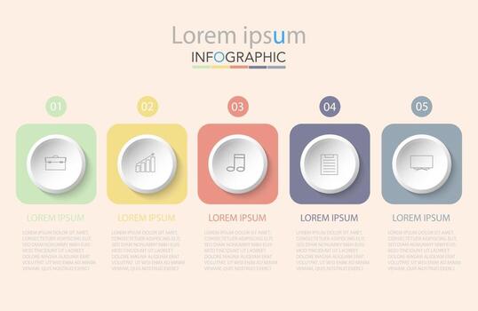 Infographic template in 5 steps Template for diagram graph presentation and chart vector