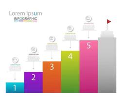 Plantilla de infografía en plantilla de 5 pasos para presentación de gráfico de diagrama y gráfico. vector