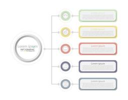 Plantilla de infografía en plantilla de 5 pasos para presentación de gráfico de diagrama y gráfico. vector