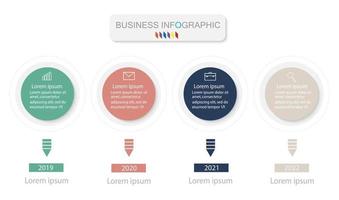 Plantilla de infografía en 4 pasos Plantilla para presentación de gráfico de diagrama y gráfico vector