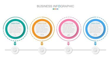 Plantilla de infografía en 4 pasos Plantilla para presentación de gráfico de diagrama y gráfico vector