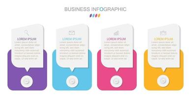 Plantilla de infografía en 4 pasos Plantilla para presentación de gráfico de diagrama y gráfico vector