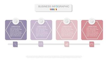 Plantilla de infografía en 4 pasos Plantilla para presentación de gráfico de diagrama y gráfico vector