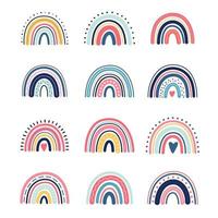 Cute boho rainbows vector