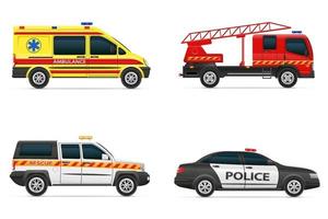 vehicles of various emergency and rescue services car vector illustration isolated on white background