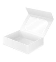 Plantilla en blanco de embalaje de caja de cartón vacía para ilustración de vector de stock de diseño aislado sobre fondo blanco