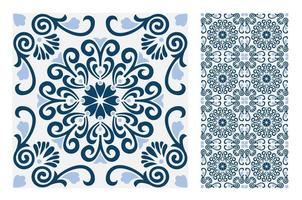 vintage tiles patterns antique seamless vector