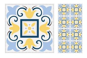 vintage tiles patterns antique seamless vector