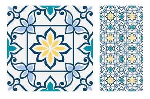 patrones de azulejos vintage antiguo sin costura vector