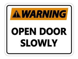 Warning Open Door Slowly Wall Sign on white background vector