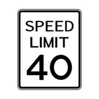 Estados Unidos tráfico por carretera signo de transporte límite de velocidad 40 sobre fondo blanco. vector