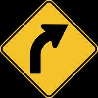 Right Curve Ahead sign on white background vector