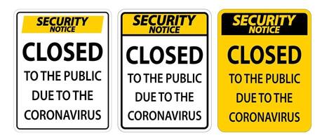 Security Notice Closed to public sign on white background vector