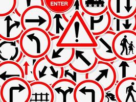 Set Traffic Signs Prohibition Warning Red circle Symbol vector