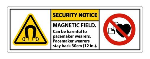 Security Notice Magnetic field can be harmful to pacemaker wearers pacemaker wearers stay back 30cm vector