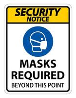 Security Notice Masks Required Beyond This Point Sign vector