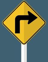 right turn ahead traffic sign vector