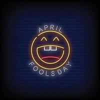 April Fools Day Neon Signs Style Text Vector