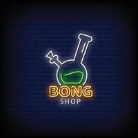 bong shop letreros de neón estilo texto vector