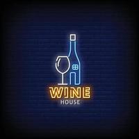Wine House logo Neon Signs Style Text Vector