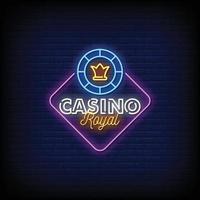 vector de texto de estilo de letreros de neón real de casino