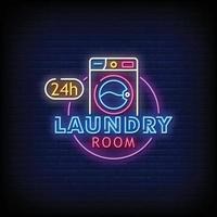 Laundry Room Neon Signs Style Text Vector