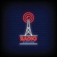 Radio Station Neon Signs Style Text Vector