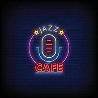 vector de texto de estilo de letreros de neón de jazz cafe